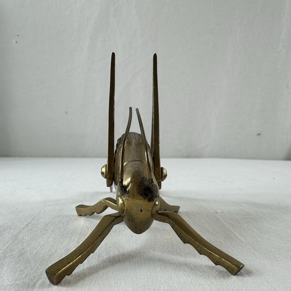 Vintage Solid Brass Cricket/Grasshopper Figurine Paperweight W/ Moveable Legs - Picture 4 of 10